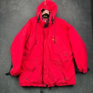 Vintage Marlboro Country Store Red Down Puffer Parka Jacket Mens XL Hooded 75158